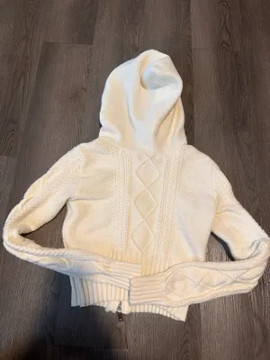 Edikted white cable knit zip up sweater  thumbnail 2