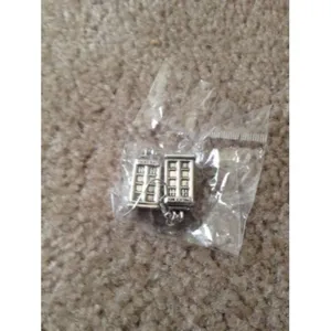 Ancient Tardis Doctor Who Police Box Earrings Silver thumbnail 2