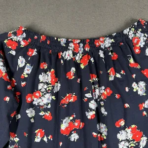 Lauren Ralph‎ Lauren Blouse Womens Large Blue Floral Off Shoulder 3/4 Sleeve thumbnail 10