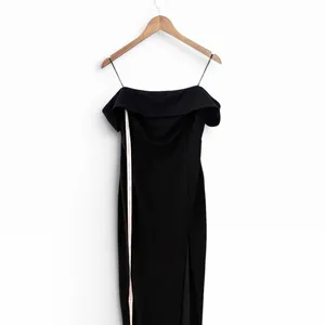Lulus Enchanting Romantic Black Off-the-Shoulder Maxi Dress size Large NWT thumbnail 6