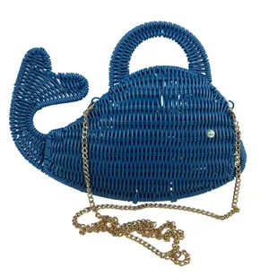 Tommy Bahama Blue Whale Wicker‎ Crossbody Bag Novelty Nautical Purse thumbnail 1