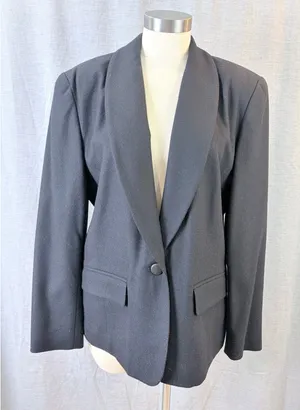 Vintage Pendleton Classic Virgin Wool Blazer Black Made USA Size 14 Fall‎ Autumn thumbnail 1