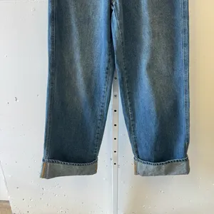 CIDER Women’s Baggy Jeans Straight Wide Leg High Waisted Fold Hem Denim Pants Sm thumbnail 4