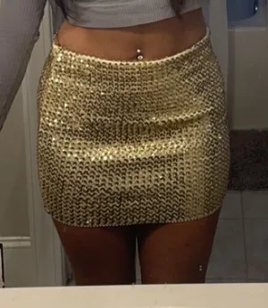 Gold Sequin Mini Skirt Size M thumbnail 2