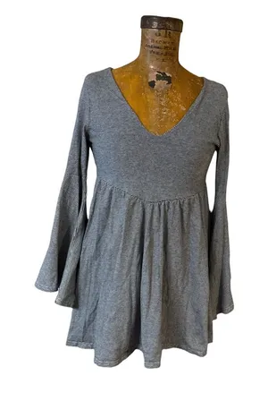 Altar'd State Blouse Blue striped Babydoll Bell Sleeve Tunic Top size small thumbnail 1