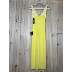 NWT Lulus Ray of Charm Yellow Mesh Lace Sleeveless Midi Dress Romantic Size XS thumbnail 5