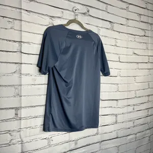 Under Armour Youth XL Navy Performance Logo Athletic Loose Fit Gym Training Tee thumbnail 10