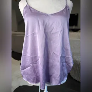 Lavender Spaghetti Strap Satin Sleep Top Purple Size M thumbnail 2