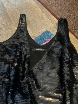 Andrew Marc black full sequin mini dress s/m thumbnail 8
