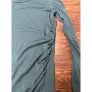 VICI Long Sleeve Side-Ruched Asymmetric Tulip Hem Dress – Dark Green (Medium) thumbnail 2