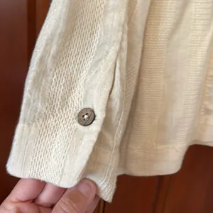 Free People minimalist cotton Linen woven pattern blazer small thumbnail 6