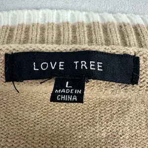 Love Tree Womens Large Cable Knit Cardigan Tan V-Neck Button-Up Sweater thumbnail 4