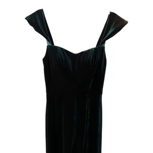Jenny Yoo Collection Issa Velvet Off‎ the Shoulder Gown Emerald Green Size 0 thumbnail 5