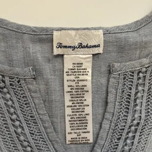 S Tommy Bahama ST. LUCIA SPLIT NECK LINEN-BLEND MINI DRESS IN BLUE thumbnail 3