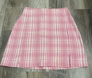 Brandy Melville plaid mini skirt pink thumbnail 1