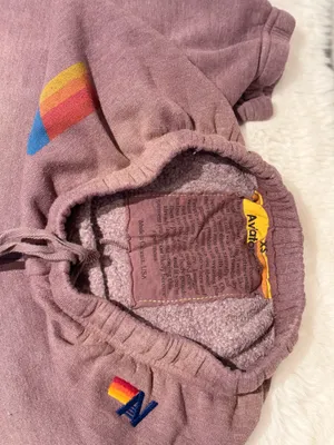 Aviator Nation Classic Stripe Cropped Crew & Sweatpants Set – Faded Mocha – S/XS – Preloved thumbnail 6