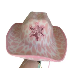 Pink Cow Print Cowgirl Hat thumbnail 1