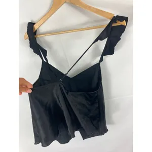Victorias Secret Satin Ruffle Cross Back Tank Black Size Small thumbnail 4