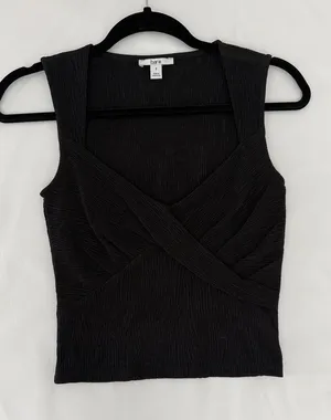 Bar III Black‎ Textured Surplice Tank thumbnail 1