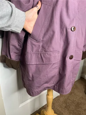 LL Bean Field Coat Barn Coat Womens Plus 3X Chore Jacket Purple Flannel Lined thumbnail 6