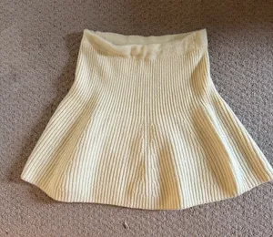 Zara Cream Ribbed Flared Mini Skirt thumbnail 1