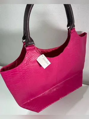 Neiman Marcus Large Pink Faux Snakeskin Tote Bag Eclectic NWT thumbnail 1