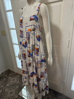 Paper Heart La Dolce Vita White Tropical Print Maxi Sundress. A thumbnail 6