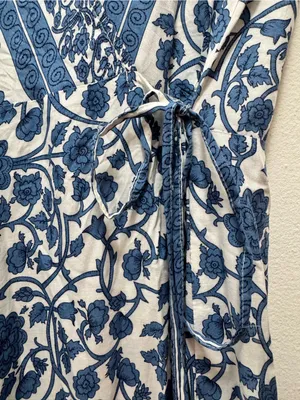 Lulu’s French Doors Ivory and Blue Floral Print Wrap Maxi Dress Small thumbnail 9