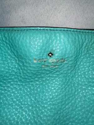 KATE SPADE Turquoise Satchel Purse Handbag Striped Interior Roomy thumbnail 2