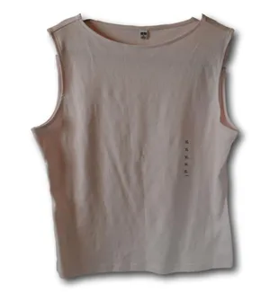 Uniqlo Women’s Sleeveless Tank Top Pink Cotton Basic Tee Size XL thumbnail 1