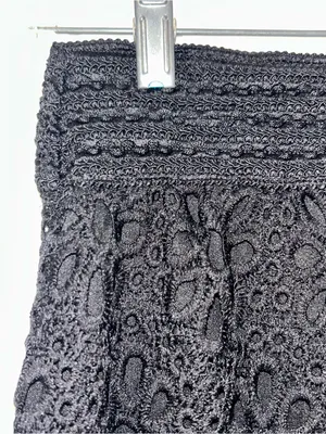 Black Crochet Mini Skirt - Elegant Floral Eyelet thumbnail 2