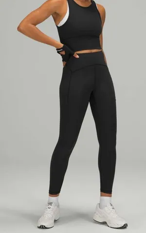 LULULEMON Power‎ Thru High Rise Tight 25" Black Size 2 thumbnail 1