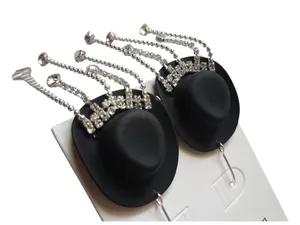 Cowboy Hat Crystal Rhinestone Dangle Earrings  thumbnail 3
