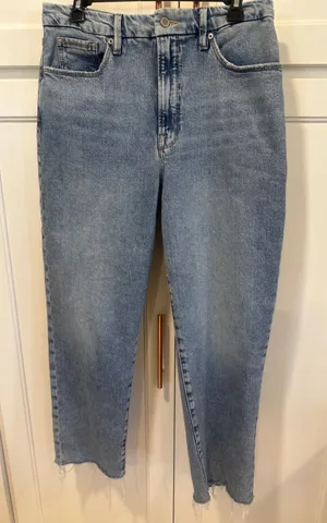 Good American Good Straight High Rise Raw Hem Jeans casual size 10/30 Preppy thumbnail 1