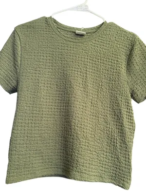Abercrombie Olive Textured Short-Sleeve Top thumbnail 1