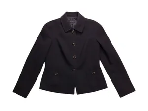 Talbots Wool Blend Blazer Women 10 Black Gold Button Collared Professional thumbnail 1