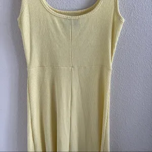 ASOS Designs Ribbed Yellow Dress Feminine Midi Slit US 06 thumbnail 2