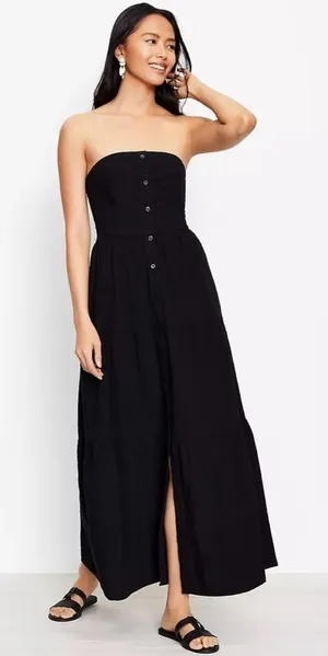 LOFT Beach Button Strapless Maxi Dress size 8 thumbnail 1