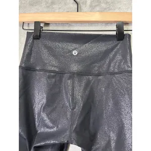 Lululemon Wunder Under Crop High-Rise Luminosity Foil Print‎ Black Black Size 4 thumbnail 4