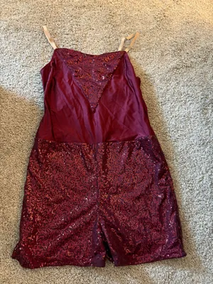 Revolution Dancewear Sparkly Burgundy Romper thumbnail 1