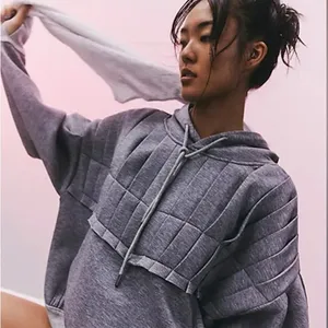 NEW FREE PEOPLE | We The Free‎ Pick it Up Pleated Pullover Gray Hoodie Sz L thumbnail 5