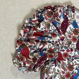 Loft | Peacock Print Puff Sleeve Top | Small thumbnail 5