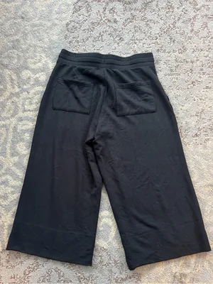 Quince SuperSoft Fleece Cropped Wide Leg Pants Black Small thumbnail 6