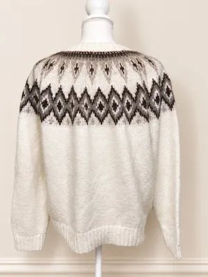 Old Navy XS Cream Brown Fair Isle Wool Blend Nordic Sweater CabinCore Ski Resort thumbnail 4