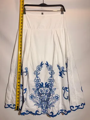Anthropologie White Cotton Cutwork Embroidered Lined Midi Skirt Size S thumbnail 5