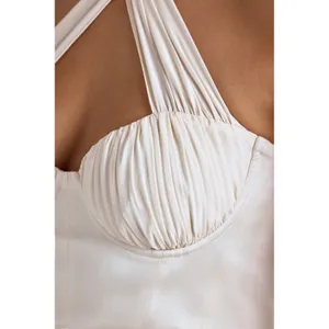 Oh Polly Lisbeth Cross-Neck A-Line Mini Dress in Ivory Sz 8 Plus Cup NWT‎ thumbnail 4