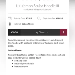 Lululemon Scuba Hoodie III Static Mist White Black / Black thumbnail 4