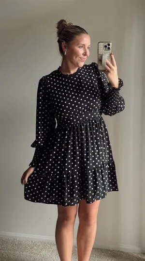 BOUTIQUE POLKA DOT MINI DRESS Black Size M thumbnail 1