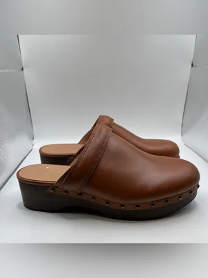 NWOB Madewell The Cecily Clog in Oiled Leather MSRP $168 size 7.5 brown thumbnail 2