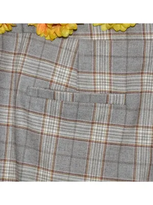 Gianni Bini Brown Plaid Straight Trousers Pants Size 12 Slit Hems Career Retro thumbnail 7